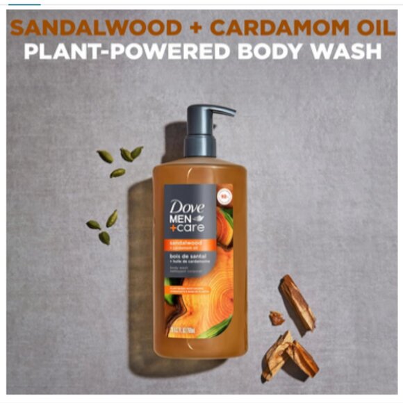 NWT~ DOVE MEN + CARE Moisturizing Body Wash, Sandalwood & Cardamom Oil (26 oz.) - Picture 3 of 8